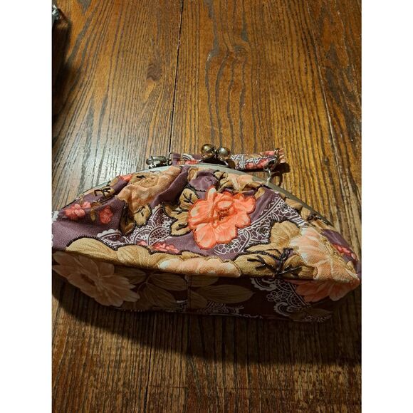 Vintage Floral Beaded Lace Embellished Handbag Purse Tote 10in - Picture 6 of 7